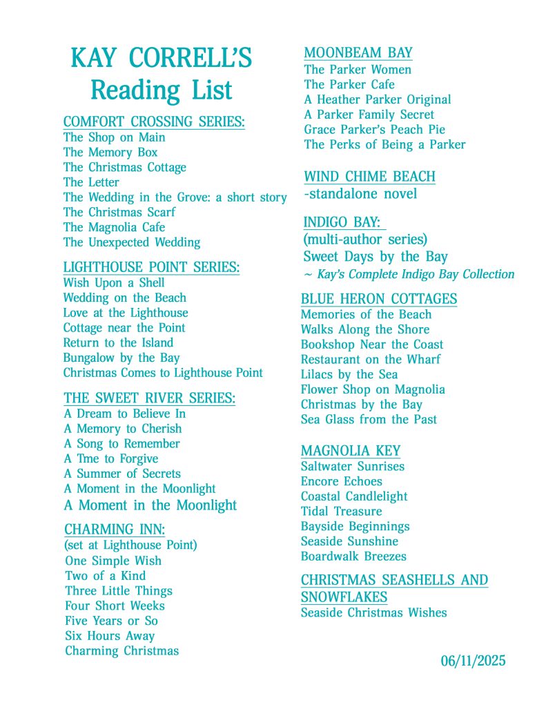 Kay Correll's reading order list 6-11-25